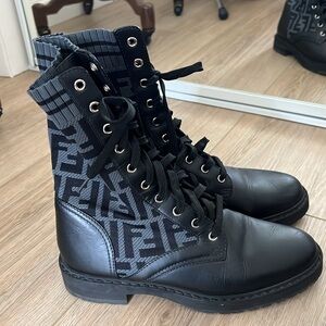 Black FF Fendi Rockoko boots